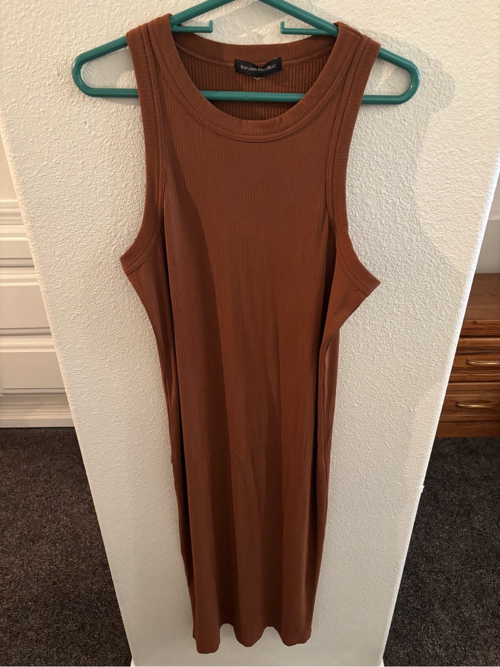 Banana Republic Sleeveless Ribbed Midi Dress - Clay